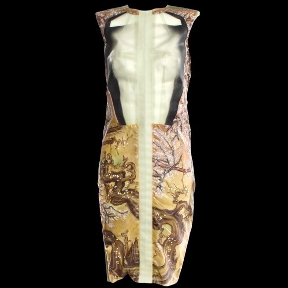 BALENCIAGA HAND PAINTED LATEX DRESS BY NICOLAS GHESQUIERE SIZE 38 LOUIS VUITTON - Picture 7 of 13